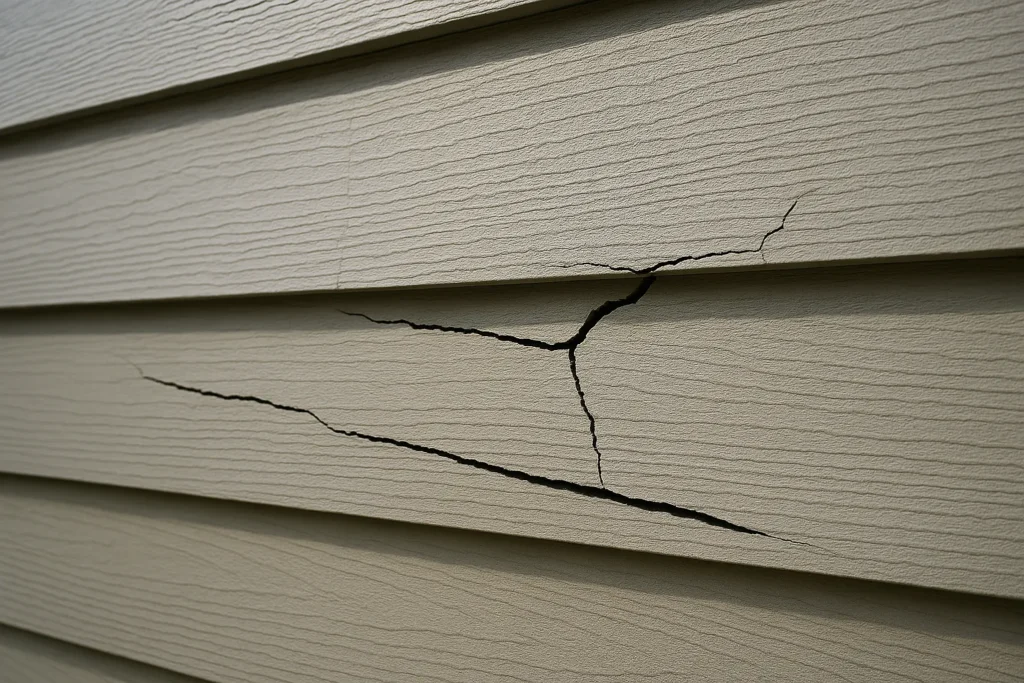 Cracked siding on exterior wall